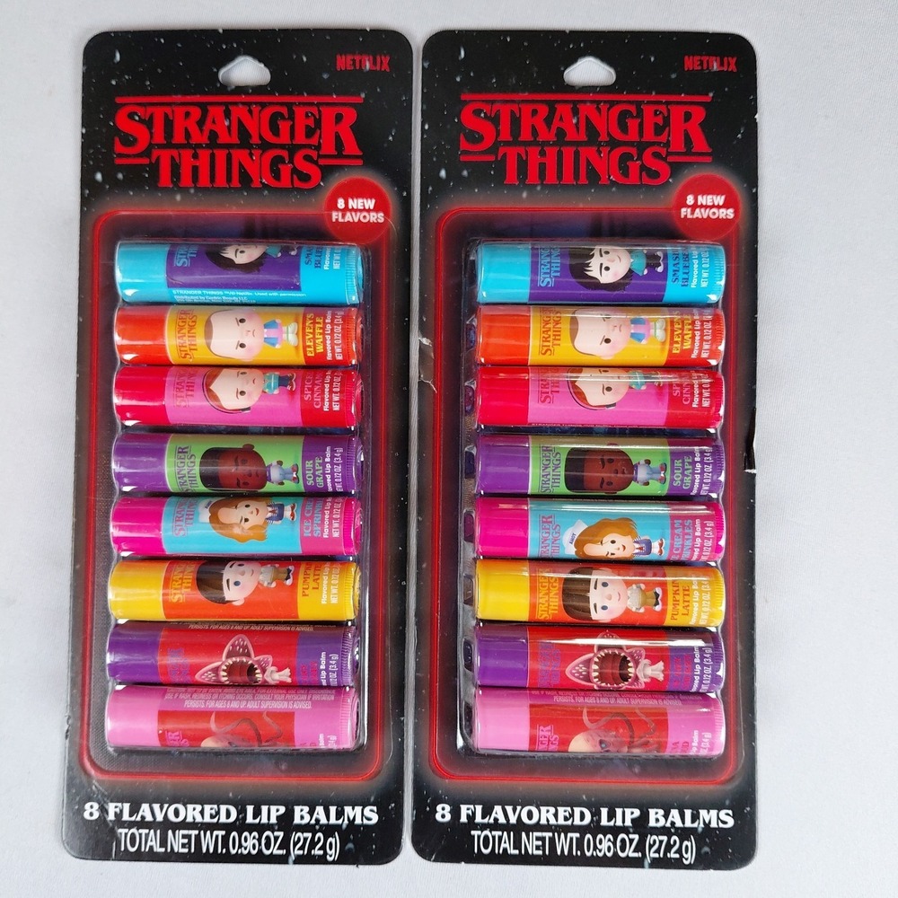Lot Of 2 NEW Netflix Stranger Things 8 Flavored Lip Balms Gift Set Bundle 16 Tot